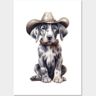 Cowboy Great Dane Dog Posters and Art